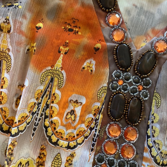 Marc Bouwer Beaded Printed Blouson Top S Small - Picture 4 of 8
